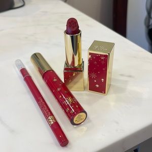 Estée Lauder lipstick, gloss, and liner